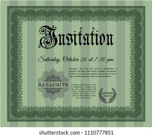  Green Invitation. Complex background. Artistry design. Customizable, Easy to edit and change colors. 
