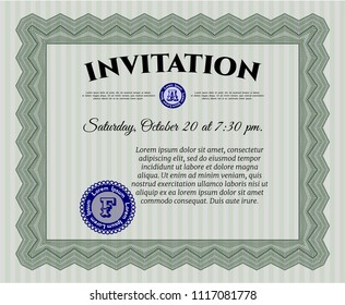Green Invitation. With complex background. Artistry design. Customizable, Easy to edit and change colors. 