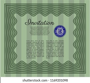 Green Invitation. Complex background. Customizable, Easy to edit and change colors. Nice design. 