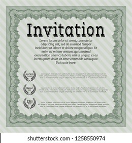 Green Invitation. With complex background. Customizable, Easy to edit and change colors. Good design. 