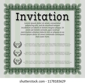Green Invitation. Complex background. Detailed. Good design. 