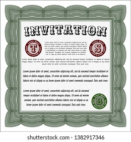 Green Invitation. With complex background. Detailed. Beauty design. 