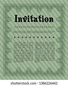 Green Invitation. Complex background. Detailed. Perfect design. 