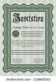 Green Invitation. With complex background. Good design. Vector illustration. 