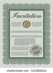 Green Invitation. With complex background. Good design. Vector illustration. 