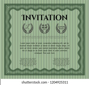 Green Invitation. With complex background. Superior design. Vector illustration. 