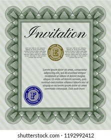 Green Invitation. Complex background. Vector illustration. Good design. 