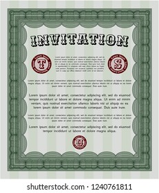 Green Invitation. Complex background. Vector illustration. Modern design. 