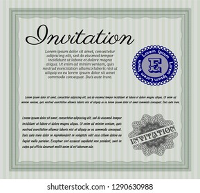 Green Invitation. With complex background. Vector illustration. Beauty design. 