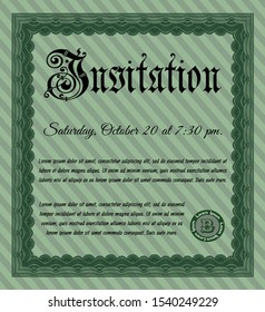Green Invitation. Complex background. Vector illustration. Money Pattern design. 