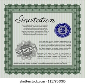 Green Invitation. Customizable, Easy to edit and change colors. Easy to print. Superior design. 
