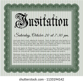 Green Invitation. Customizable, Easy to edit and change colors. Easy to print. Excellent design. 