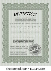 Green Invitation. Customizable, Easy to edit and change colors. Easy to print. Good design. 