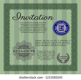 Green Invitation. Customizable, Easy to edit and change colors. Easy to print. Perfect design. 