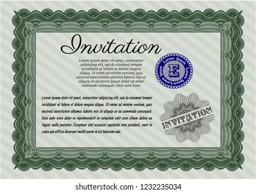 Green Invitation. Customizable, Easy to edit and change colors. With background. Perfect design. 