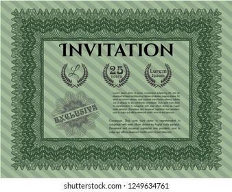 Green Invitation. Customizable, Easy to edit and change colors. With complex linear background. Artistry design. 