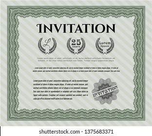 Green Invitation. Customizable, Easy to edit and change colors. With great quality guilloche pattern. Superior design. 