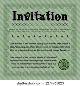 Green Invitation. Detailed. With background. Retro design. 