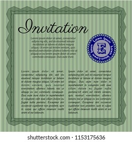 Green Invitation. Detailed. Complex background. Excellent design. 