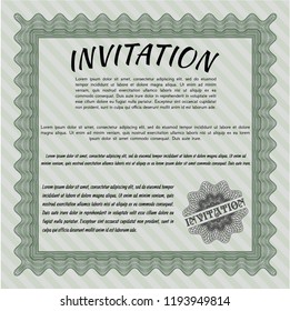 Green Invitation. Detailed. Printer friendly. Nice design. 
