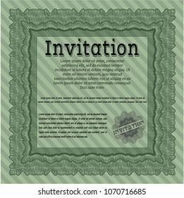  Green Invitation. Easy to print. Customizable, Easy to edit and change colors. Money style design. 