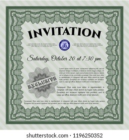 Green Invitation. Easy to print. Money design. Customizable, Easy to edit and change colors. 