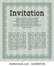 Green Invitation. Easy to print. Money style design. Vector illustration. 