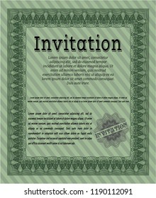 Green Invitation. Easy to print. Nice design. Customizable, Easy to edit and change colors. 