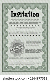 Green Invitation. Easy to print. Nice design. Detailed. 