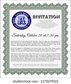 Green Invitation. Easy to print. Superior design. Detailed. 