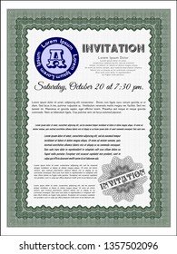 Green Invitation. Elegant design. With complex background. Detailed. 