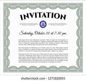 Green Invitation. Elegant design. Complex background. Customizable, Easy to edit and change colors. 