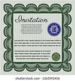 Green Invitation. Good design. Customizable, Easy to edit and change colors. With great quality guilloche pattern. 