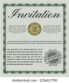 Green Invitation. With great quality guilloche pattern. Money Pattern. Customizable, Easy to edit and change colors. 