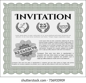 Green Invitation. With guilloche pattern and background. Beauty design. Vector illustration. 