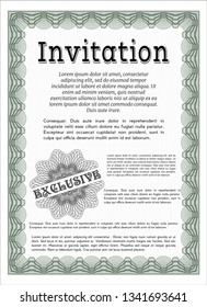 Green Invitation. With guilloche pattern. Detailed. Retro design. 