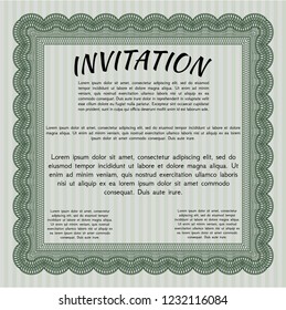Green Invitation. With linear background. Customizable, Easy to edit and change colors. Perfect design. 