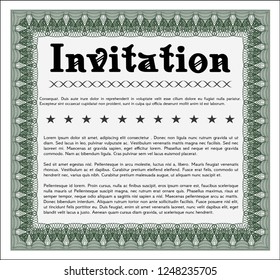 Green Invitation. With linear background. Customizable, Easy to edit and change colors. Money design. 