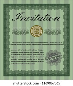 Green Invitation. With linear background. Sophisticated design. Customizable, Easy to edit and change colors. 