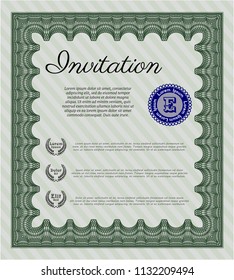 Green Invitation. Lovely design. Complex background. Customizable, Easy to edit and change colors. 