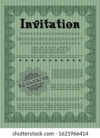 Green Invitation. Lovely design. Detailed. With background. 