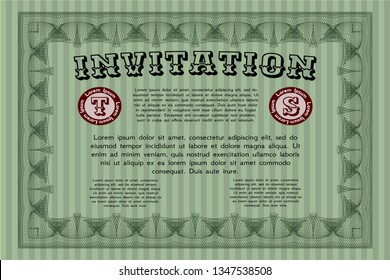 Green Invitation. Money design. Printer friendly. Customizable, Easy to edit and change colors. 