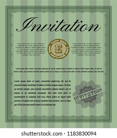 Green Invitation. Money Pattern. With complex background. Vector illustration. 