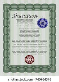 Green Invitation. Money Pattern. Customizable, Easy to edit and change colors. With linear background. 