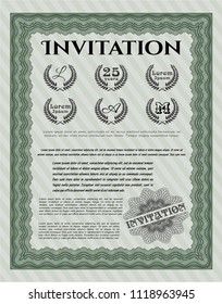 Green Invitation. Money Pattern design. With linear background. Vector illustration. 