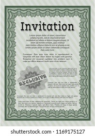 Green Invitation. Money Pattern design. With complex linear background. Detailed. 
