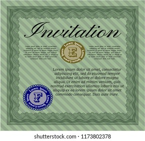 Green Invitation. Money Pattern design. Complex background. Customizable, Easy to edit and change colors. 