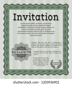 Green Invitation. Money Pattern design. With quality background. Customizable, Easy to edit and change colors. 