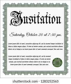 Green Invitation. Money Pattern design. Easy to print. Detailed. 