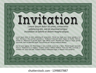 Green Invitation. Money Pattern design. Customizable, Easy to edit and change colors. With background. 